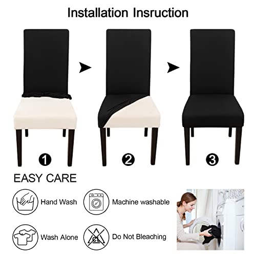 Stretchy Dining Chair Covers Set of 6 - Removable & Washable