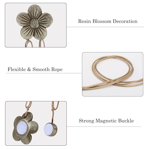 Magnetic Flower Curtain Tiebacks - Vintage Resin Drapery Holdbacks (1 Pair)
