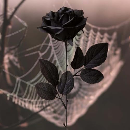 12 PCS Artificial Black Roses - Realistic Silk Flowers for Home & Wedding Decor
