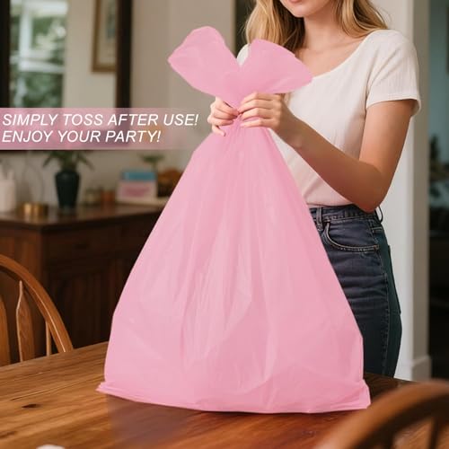Childom Pink Plastic Tablecloth 54x108 Inches Pack of 3 for Rectangle Tables – Disposable Party Cover for Indoor Outdoor Events