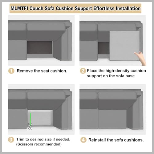 Sofa Cushion Support for Sagging Seats - 22x22 Inch High-Density Foam (3 Pack)