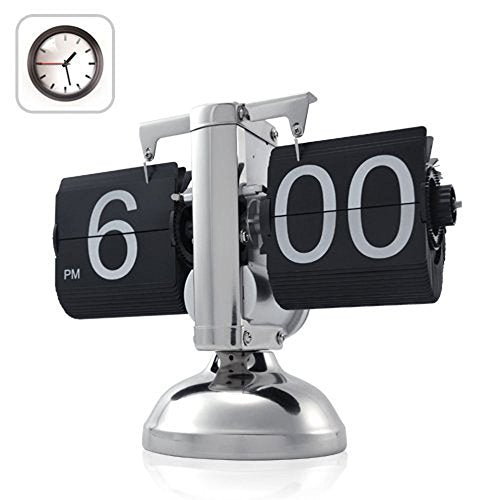 Retro Flip Down Desk Clock, Silent Mechanical Digital Table Clock