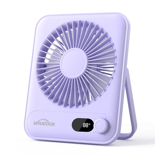 WHATOOK Small Portable Desk Fan, Rechargeable Quiet Mini Personal Fan
