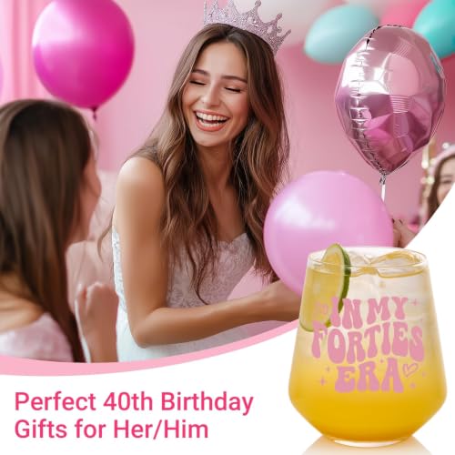 In My Forties Era 18oz Stemless Wine Glass - 40th Birthday Gift for Her