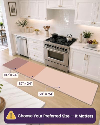 DEXI Beige 87" x 24" Anti-Fatigue Kitchen Floor Mat with Memory Foam, Water-Resistant Cushion Runner Rug