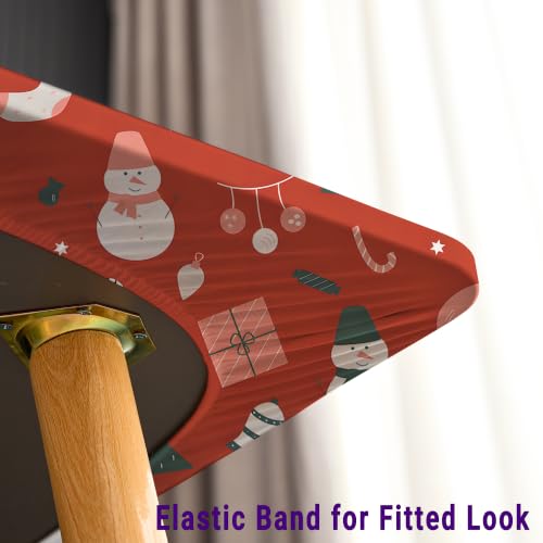 Sofits 24x48 Inch Christmas Red Snowman Fitted Elastic Tablecloth
