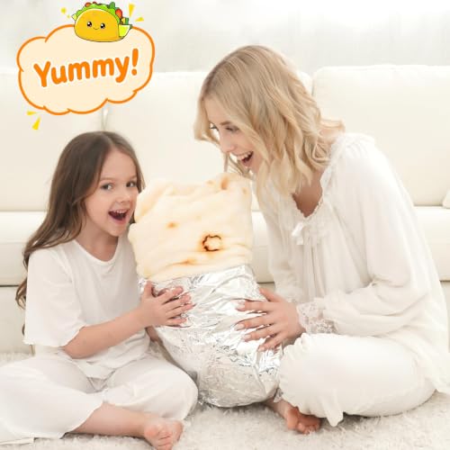 71-Inch Burrito Tortilla Throw Blanket, Soft Flannel Novelty Taco Wrap