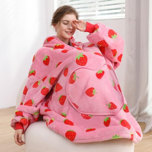 Oversized Wearable Blanket Hoodie with Sherpa Lining