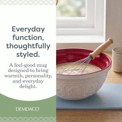 Demdaco Festive 126 oz Mixing Bowl with Whisk Set — Red & White