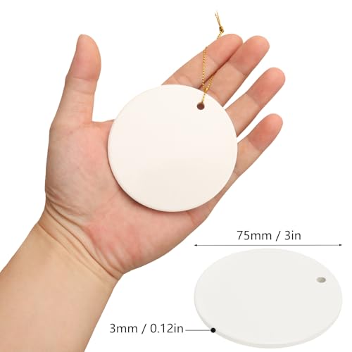 40 Pcs 2.95 Inch Ceramic Sublimation Ornaments Blanks with Holes for Personalization