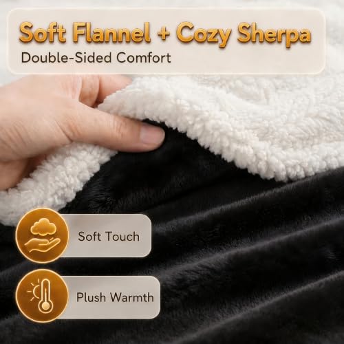 Full Size Electric Heated Blanket with 9 Heat Levels - Soft Flannel & Sherpa - Machine Washable