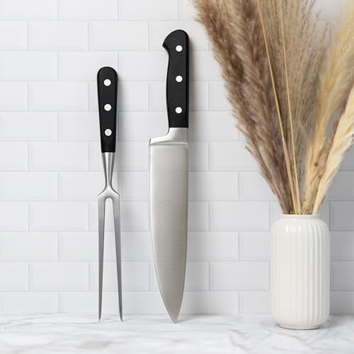 Outset Stainless Steel Carving Set - Chef's Carving Knife & Meat Fork