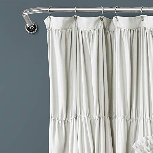 Lush Decor Serena Shower Curtain, 72" W x 72" L, Light Gray - Ruffled Bathroom Curtain - Gray Fabric Shower Curtains - Coquette Decor