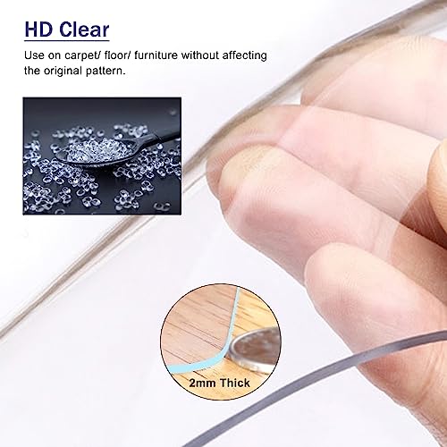 Clear PVC Hardwood Floor Protector Mat - 2mm Thick Waterproof Vinyl Rug