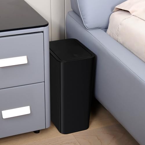 Slim Plastic Trash Can with Pop-Up Lid - 10L / 2.6 Gallon Small Garbage Can