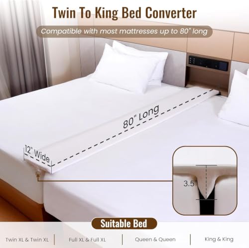 Split King Bed Gap Filler - Twin XL to King Mattress Bridge (80" x 12")