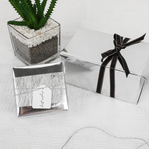 NESCCI Silver Wrapping Paper Roll - Metallic Gift Paper, 10m