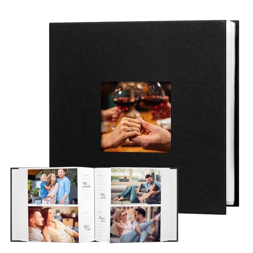 4x6 Photo Album with Writing Space - 240 Capacity PU Leather Keepsake Book