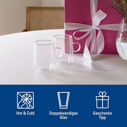 Double-Walled Latte Macchiato Glasses, 15.5 oz Borosilicate Glass Set of 2