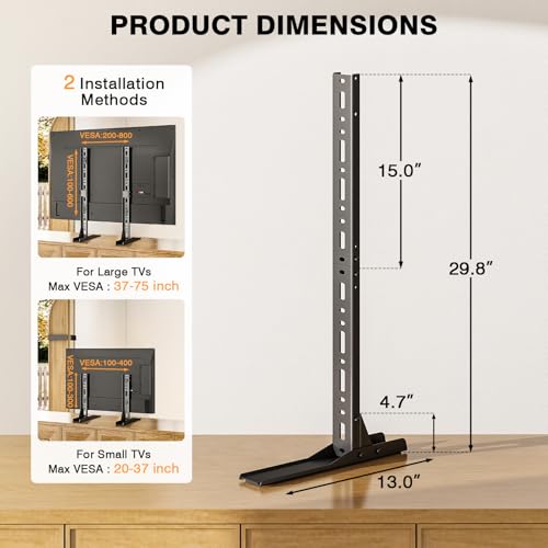 Universal Tabletop TV Stand Legs for 20-75 Inch Screens, Heavy Duty Steel Base