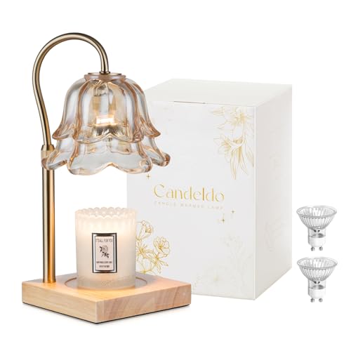 Gold Flower Candle Warmer Lamp with Timer & Dimmable Light