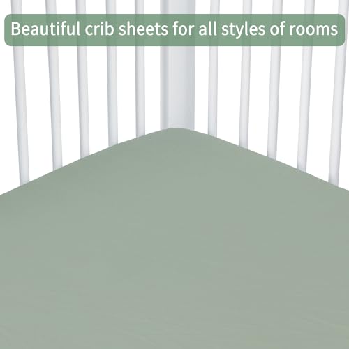 GUNTAIL Baby Crib Sheets 2-Pack, Soft Microfiber Fitted Sheet for Standard Crib and Toddler Mattress 52x28 Inch, Brown & Green