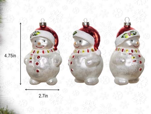 2 Count Glass Snowman Christmas Ornaments – Hand Painted Holiday Decor