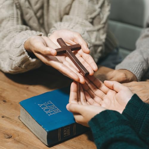4.7-Inch Handheld Wooden Prayer Cross for Wall, Desk, or Comfort Holding