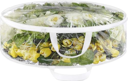Clear 30-Inch Christmas Wreath Storage Bag with Reinforced Handles