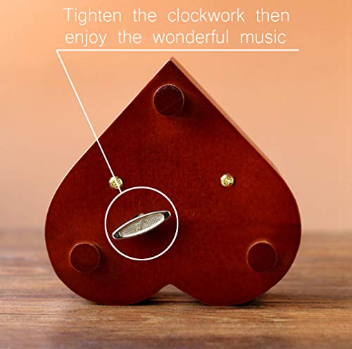 Heart-Shaped Wooden Music Box - Plays You Are My Sunshine