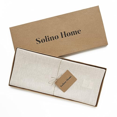 Solino Home 100% Pure European Linen Table Runner Light Natural 14 x 120 in (01: Light Natural / 14 x 120 in)