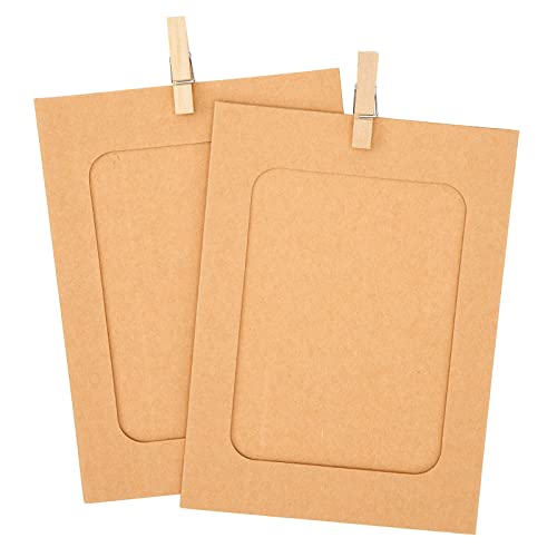 20-Piece Kraft Paper Photo Frame Set with Twine and Wooden Clips for Hanging
