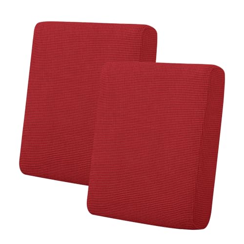 Easy-Going 2-Piece Christmas Red Stretch Sofa Cushion Cover Set for Loveseat, Elastic Protector
