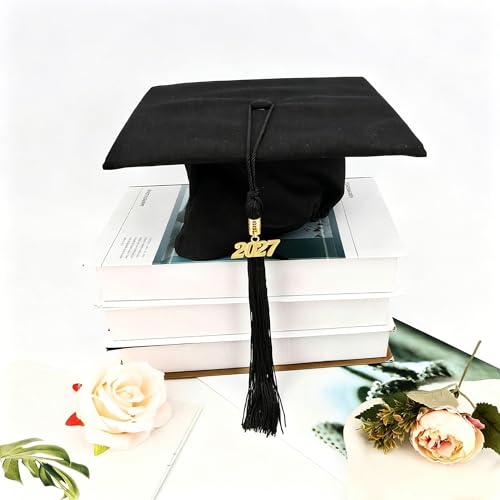 2027 Graduation Cap Tassel with Gold Year Charm - Black