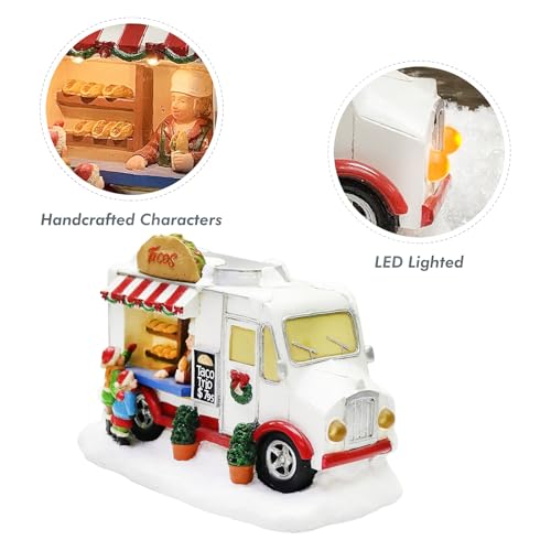 LED Lighted Christmas Village Taco Food Truck - Polyresin Holiday Decor