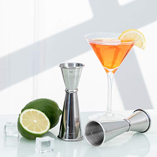 Double Cocktail Jigger, 1 oz & 2 oz Stainless Steel Japanese Measuring Tool