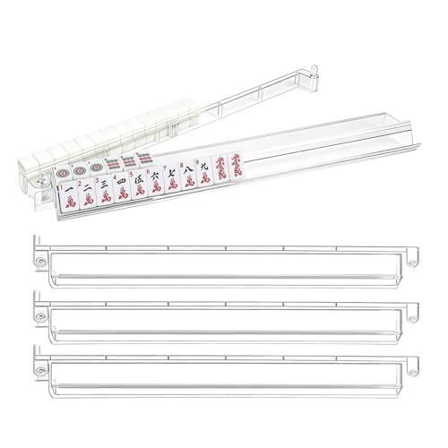 17.5-Inch Mahjong Racks with Pushers, Set of 4 Clear Tile Holders