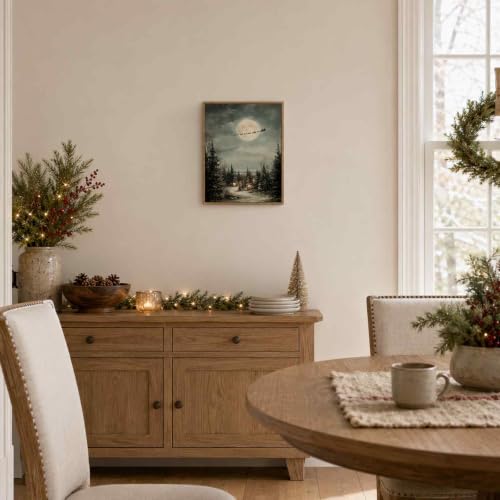 Christmas Wall Art, Santa Claus Canvas Rustic Holiday Home Decor