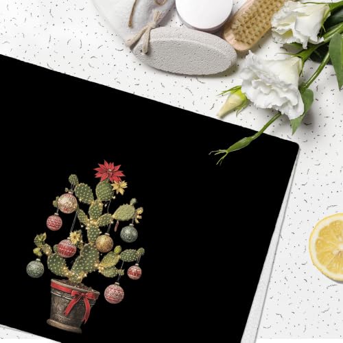 Dark Moody Christmas Cactus Kitchen Towels - Decorative 16x24 Waffle Microfiber - Christmas-08