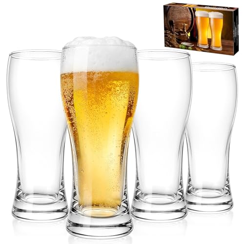 16 oz Pilsner Beer Glasses Set of 4, Classic Craft Wheat Beer Pint Glassware