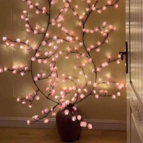LED Cherry Blossom Branch Vine Wall Lights with Remote - 47 Inch