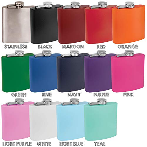 Clear Water Home Goods 6oz Matte Black Stainless Steel Hip Flask with Funnel & Gift Box