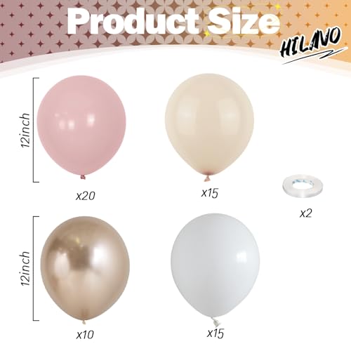 60-Piece Pastel Dusty Pink and Champagne Gold Balloon Garland Kit