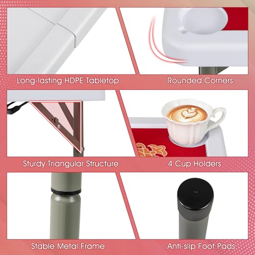 35-Inch Folding Mahjong Table with Cup Holders and Noise Reduction Mat