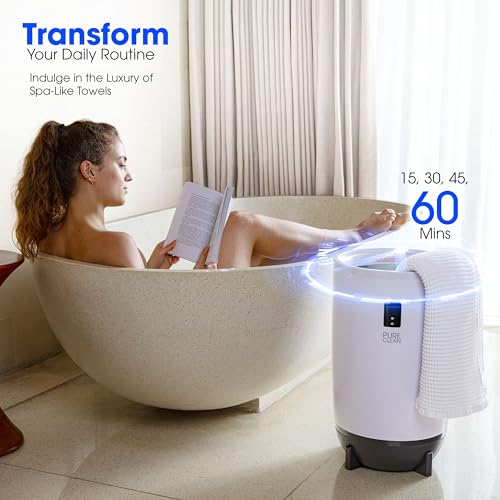 PURE CLEAN Gray Portable Towel Warmer Bucket with Fragrance Dispenser, Auto Shut-Off, Adjustable Timer, Spa-Style Heating