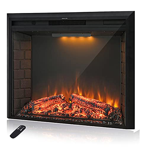 36-Inch Recessed Electric Fireplace Insert with Sound and Remote