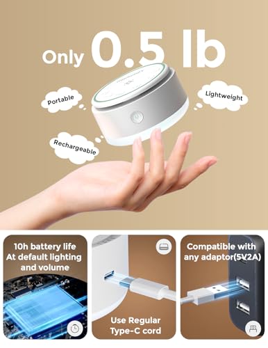 Portable White Noise Machine with Touch Night Light - 20 Soothing Sounds