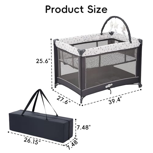 Portable Baby Playard with Removable Bassinet and Travel Bag
