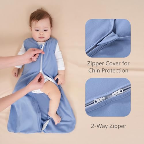 100% Cotton Baby Sleep Sack 3-Pack - 0.5 TOG Wearable Blanket with 2-Way Zipper