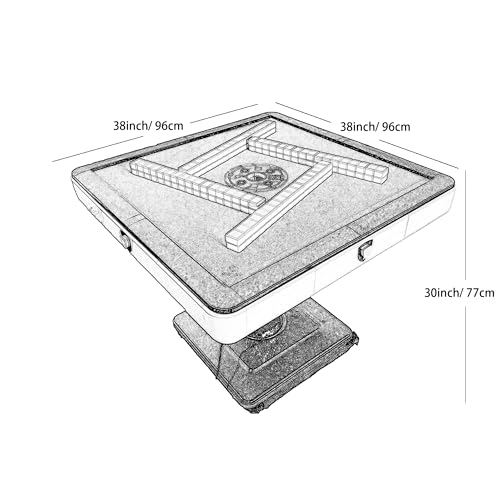 Automatic Folding Mahjong Table with 2 Sets of 46mm Tiles and Glass Cover